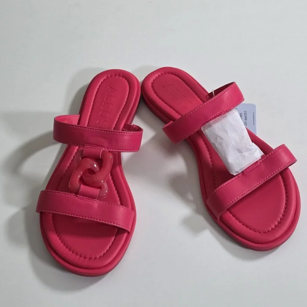 Aerosoles Geraldine Sandals Women US 10M Hot Pink Faux Leather Boho Beach Resort - Picture 2 of 16